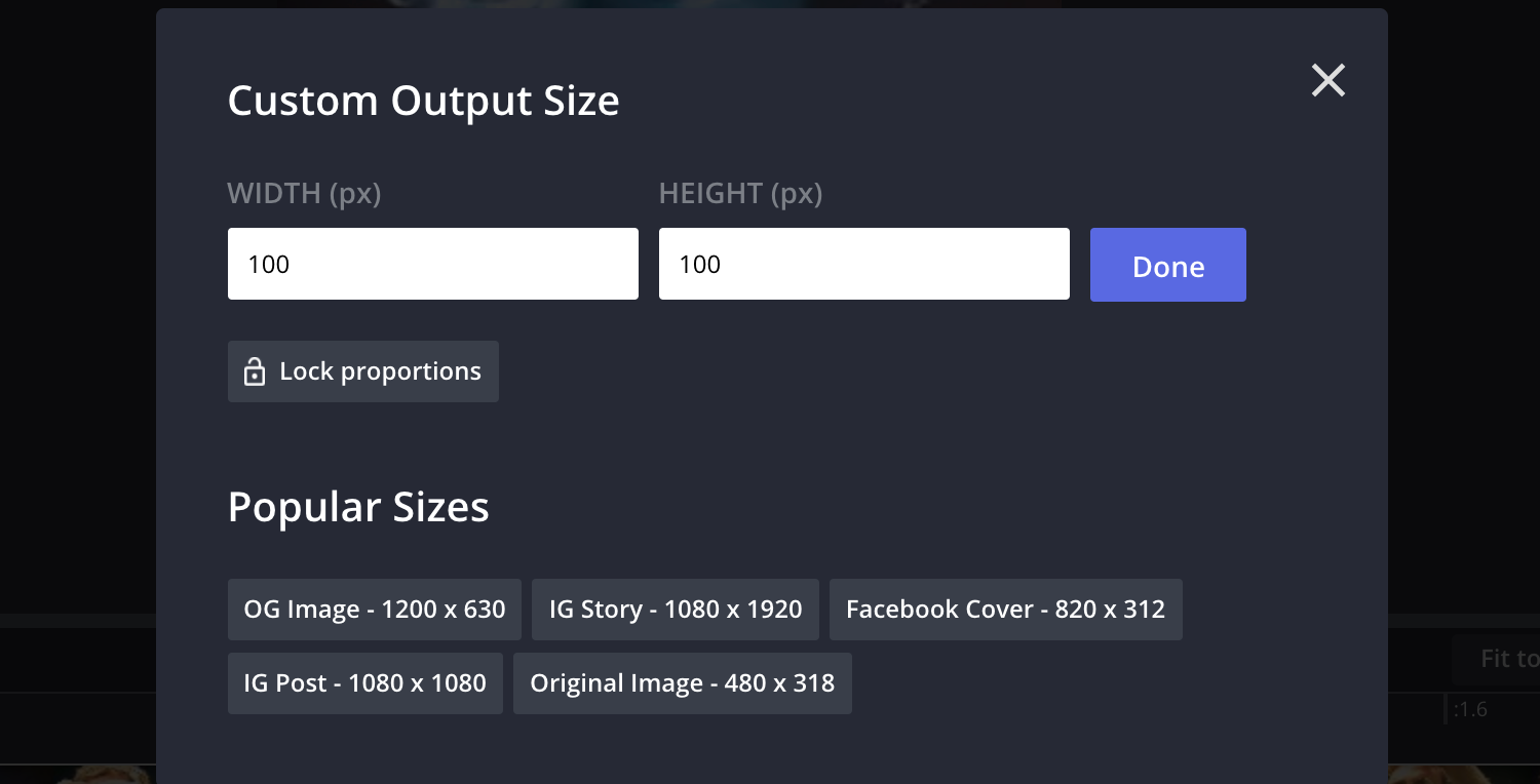 Ein Screenshot, der zeigt, wie Sie die Größe eines GIF mit Kapwing ändern können. 
