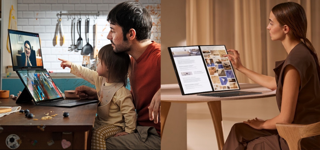 Auf der CES 2024 wurde der neue Zenbook Duo-Laptop mit Dual-Display-Book-Modus und vertikal gestapeltem Dual-Monitor-Modus vorgestellt