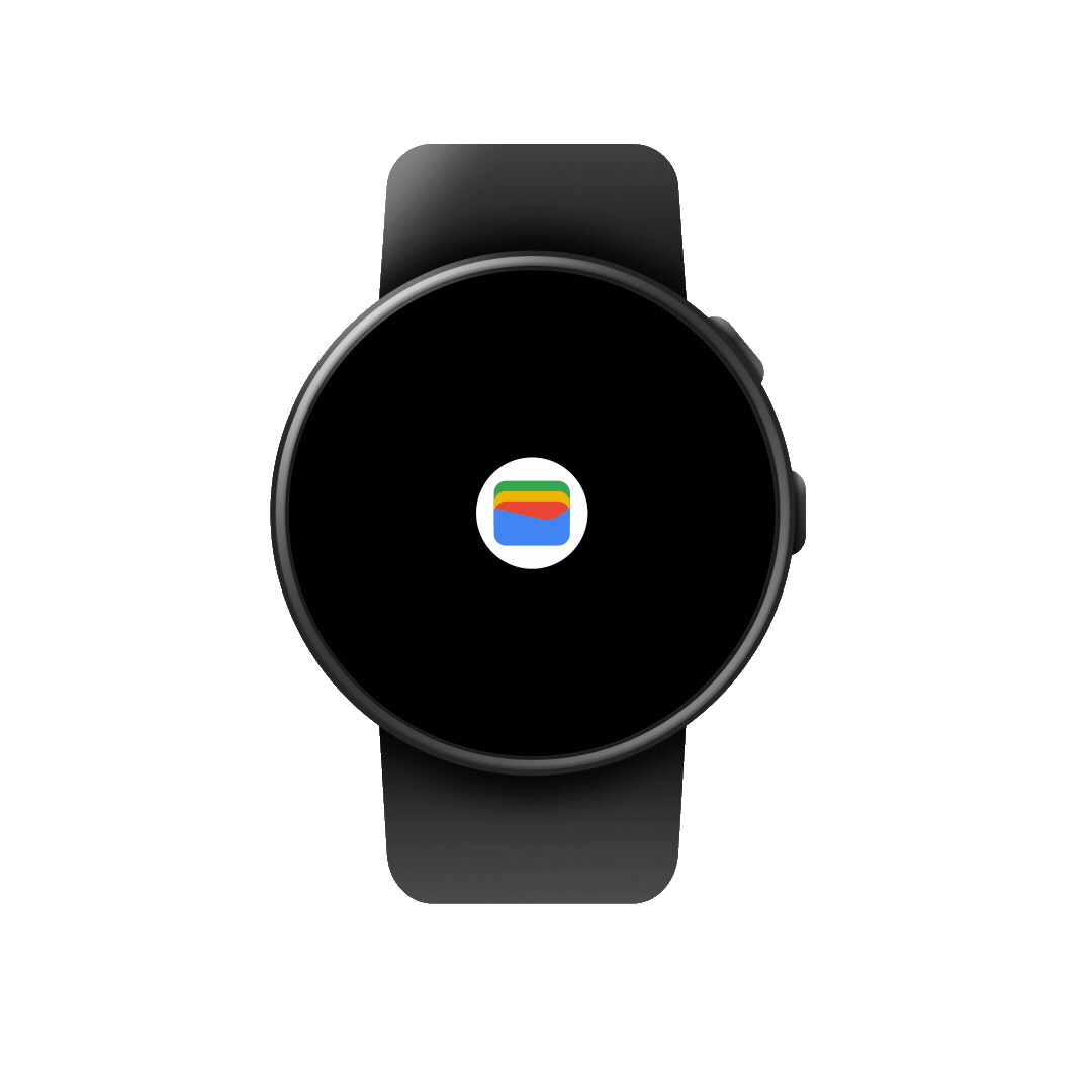 Tippen Sie auf einer Wear OS-Smartwatch auf Google Wallet, um auf den QR-Code für eine Bordkarte zuzugreifen.