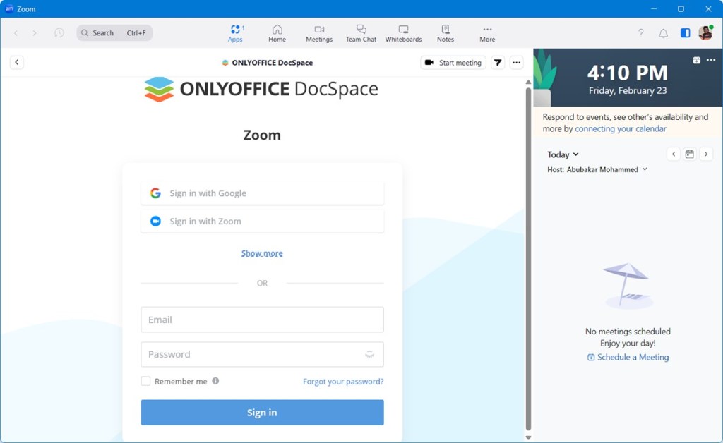 ONLYOFFICE DocSpace-Anmeldung