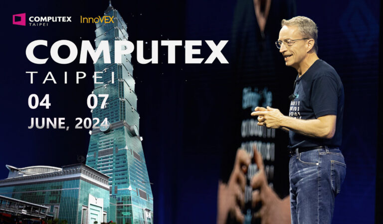 Pat Gelsinger, CEO von Intel, stellt während der Keynote zur Computex 2024 Client- und Rechenzentrums-CPUs der nächsten Generation vor