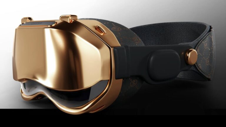 Caviar modifiziert das Apple Vision Pro mit 18-Karat-Gold, einem hochklappbaren Visier für das EyeSight-Display und kostet 40.000 US-Dollar