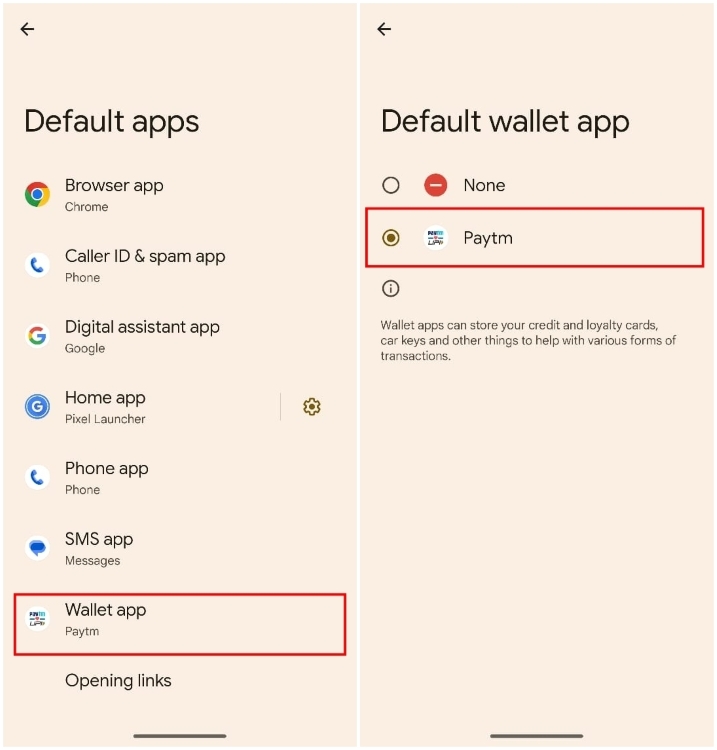 Standard-Wallet in Android 15 Beta 1 festlegen