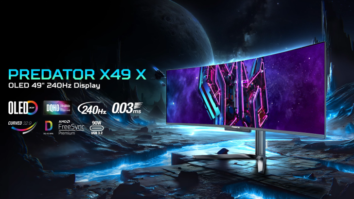 Acer Predator X49 X QD-OLED-Gaming-Monitor enthüllt: 48,9-Zoll-Ultrawide-Display mit 240 Hz